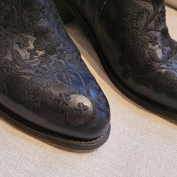 Embroidered Leather Ankle Boots - Picture 5 of 6